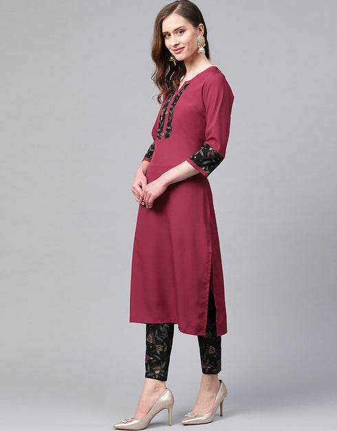 Pink Crepe Pant Straight Closure View