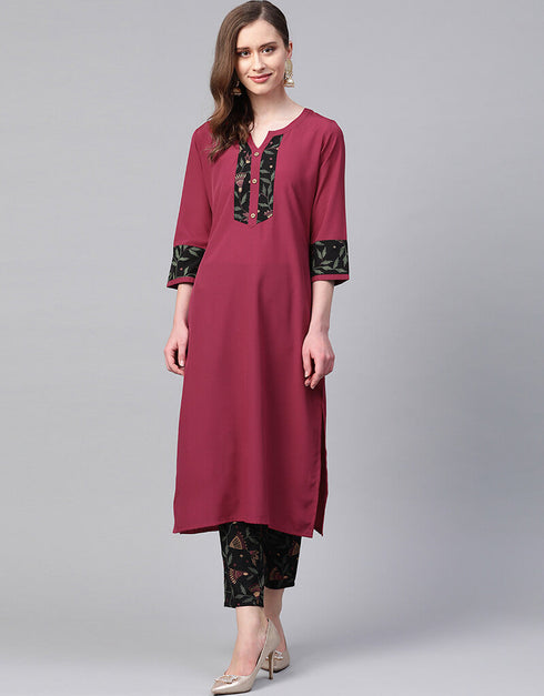 Pink Crepe Pant Straight