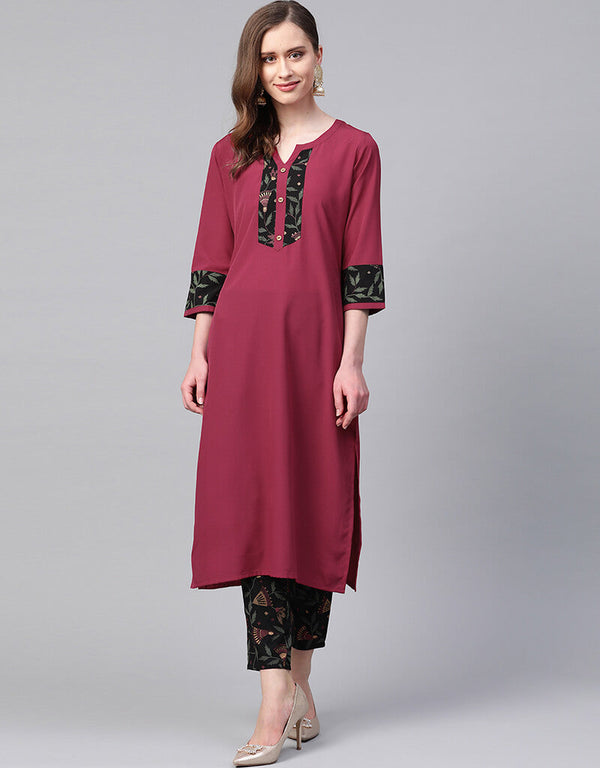 Pink Crepe Pant Straight