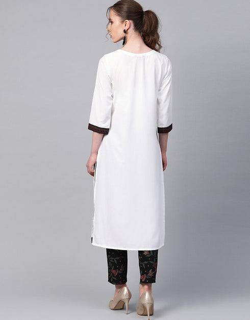 White Crepe Pant Straight Back View