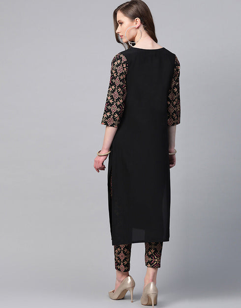 Black Crepe Pant Straight Back View