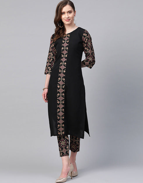 Black Crepe Pant Straight