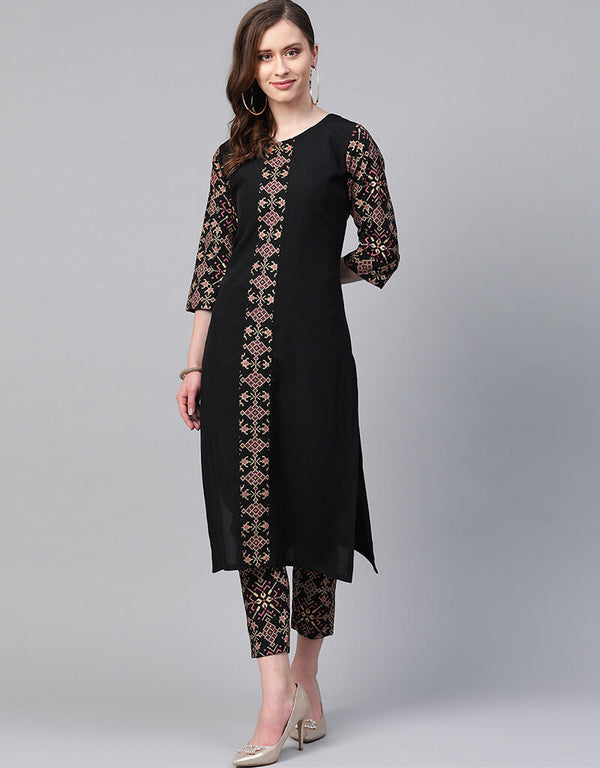 Black Crepe Pant Straight