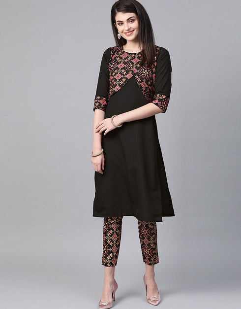 Black Crepe Pant Straight