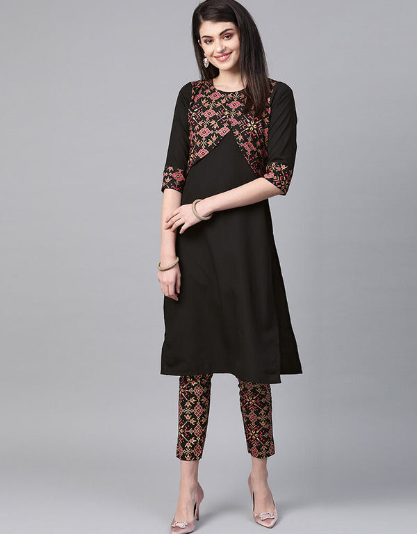 Black Crepe Pant Straight