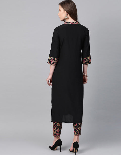 Black Crepe Pant Straight Back View