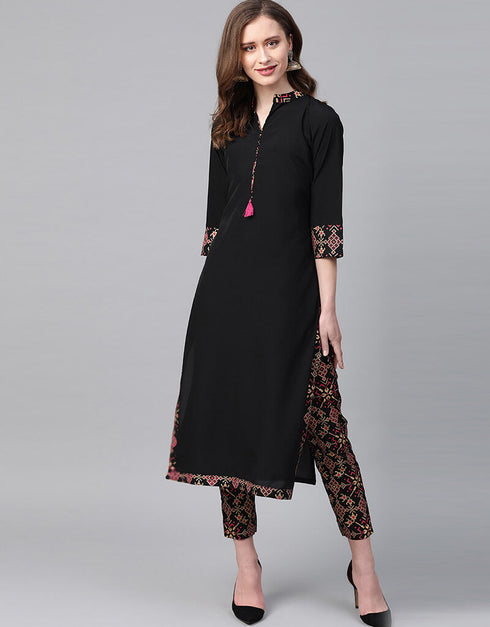 Black Crepe Pant Straight