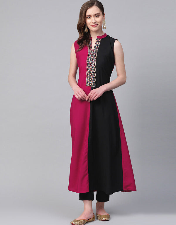 Pink Crepe Pant Straight