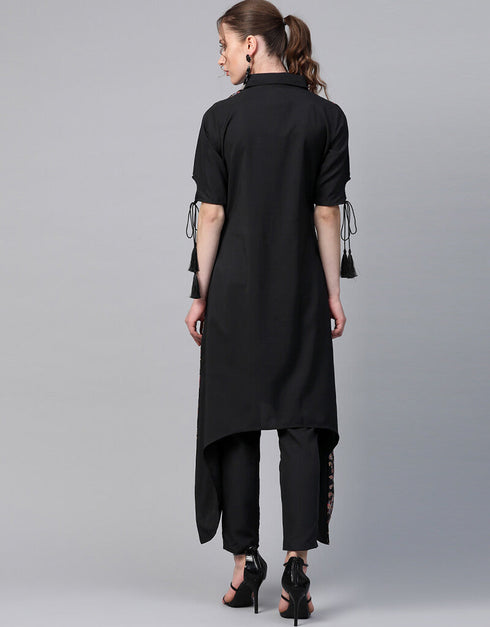 Black Crepe Pant Straight Back View
