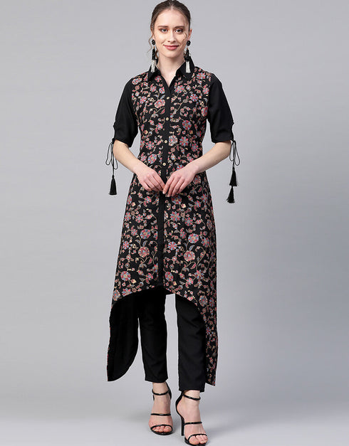 Black Crepe Pant Straight