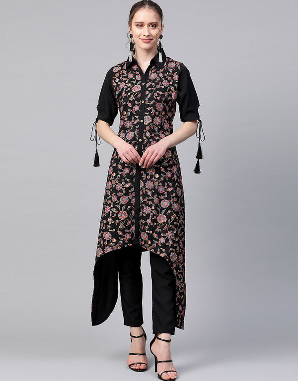 Black Crepe Pant Straight