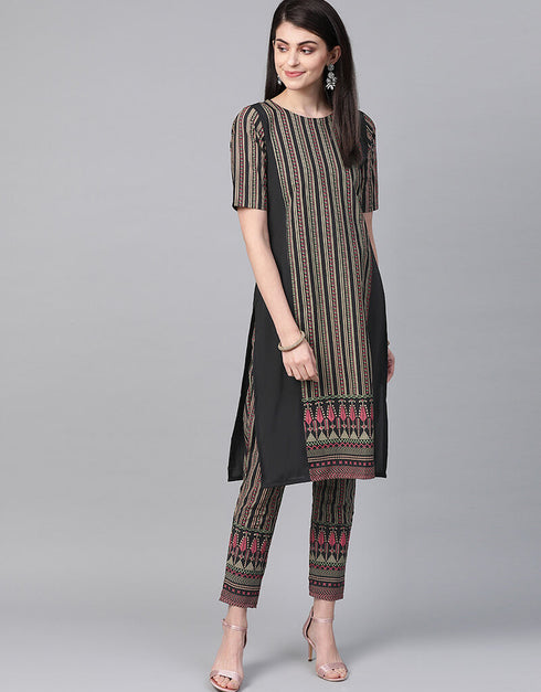 Black Crepe Pant Straight