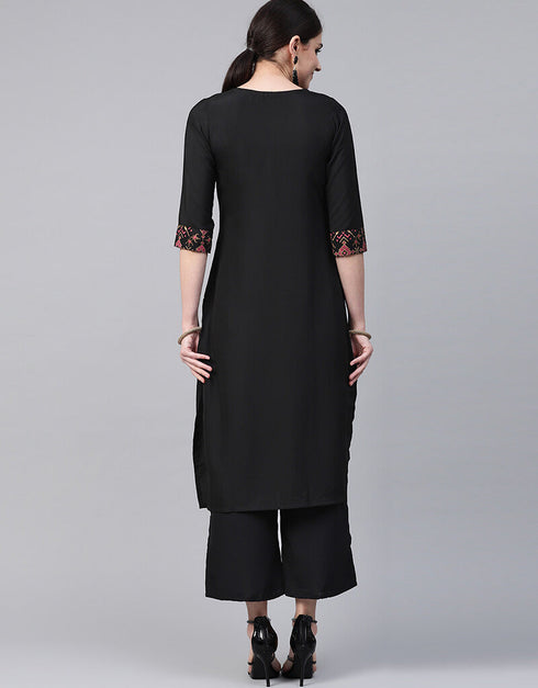 Black Crepe Pant Straight Back View