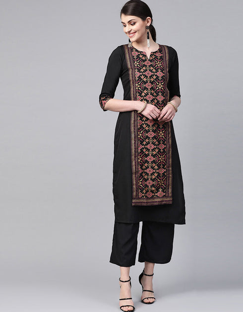 Black Crepe Pant Straight