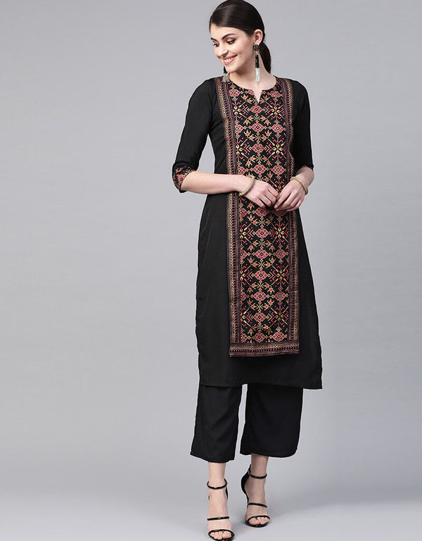 Black Crepe Pant Straight