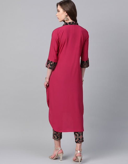 Pink Crepe Pant Straight Back View