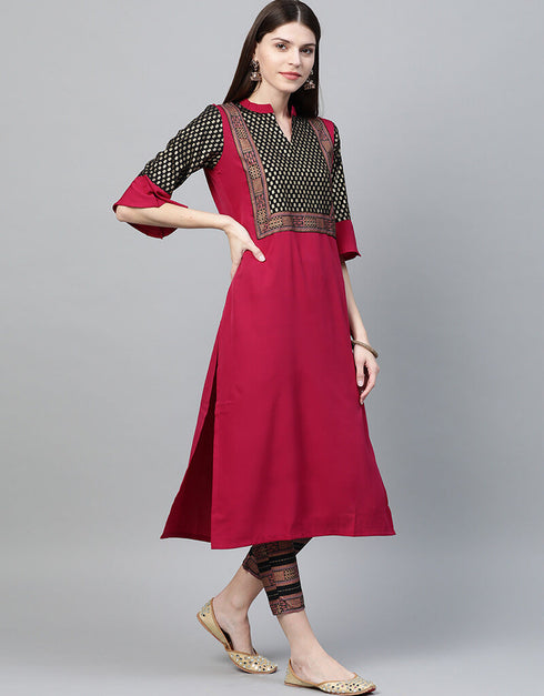 Pink Crepe Pant Straight Closure View