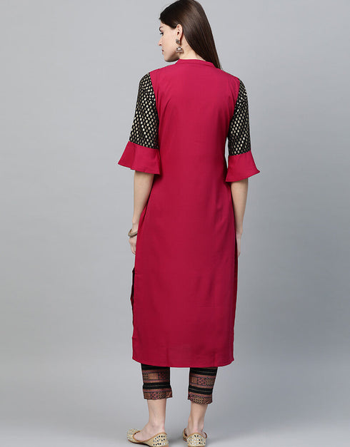 Pink Crepe Pant Straight Back View