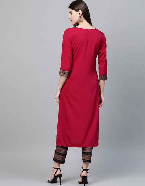 Pink Crepe Pant Straight Back View