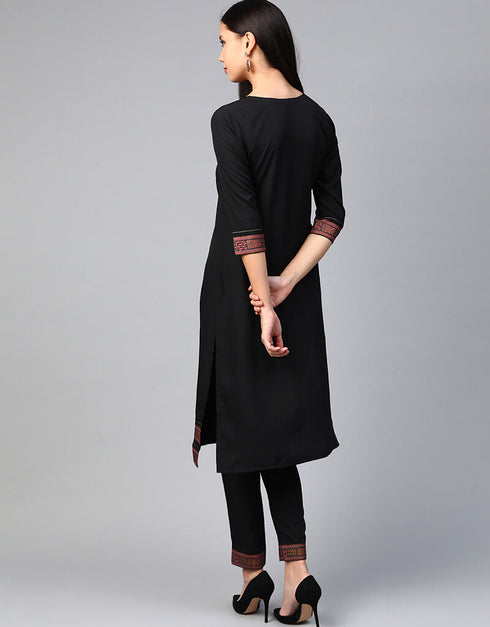 Black Crepe Pant Straight Back View