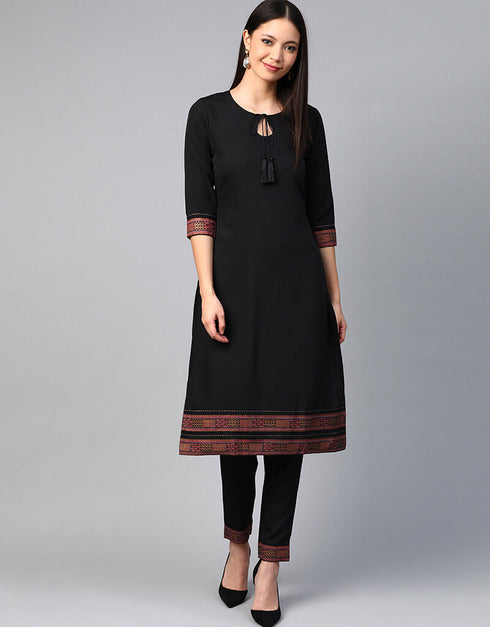 Black Crepe Pant Straight