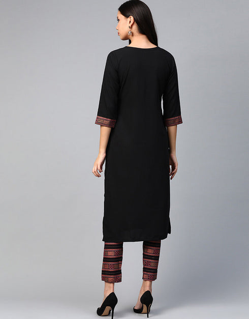 Black Crepe Pant Straight Back View