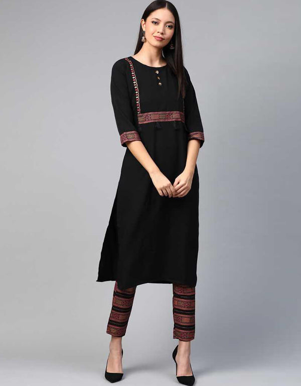 Black Crepe Pant Straight