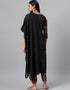 Black Georgette And Crepe Pant Straight Back View