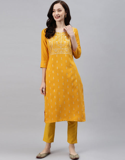 Yellow Rayon Pant Straight