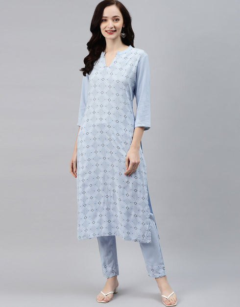 Sky Blue Rayon Pant Straight