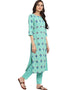 Sky Blue Crepe Pant Kurti Closure View