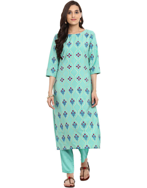 Sky Blue Crepe Pant Kurti