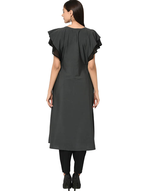 Black Crepe Pant Kurti Back View