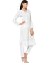 White Crepe Pant Kurti Closure View