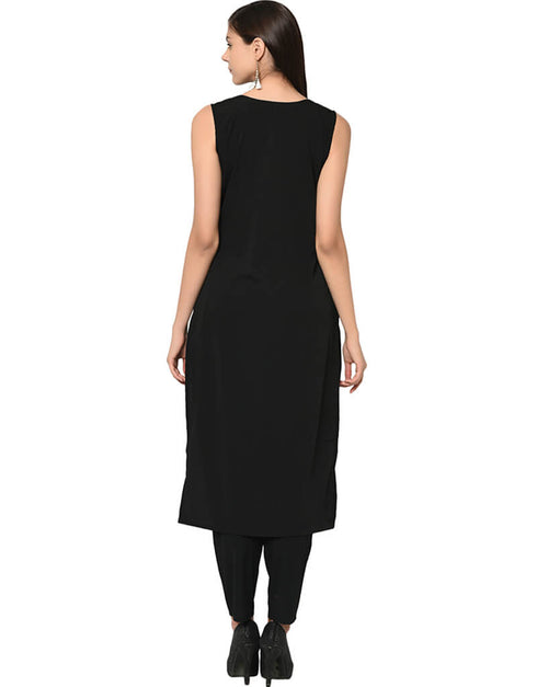Black Crepe Pant Kurti Back View