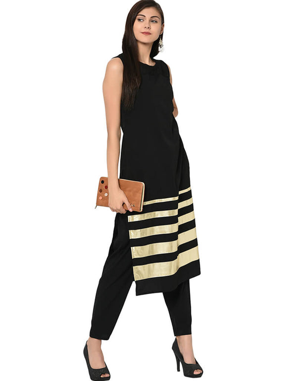 Black Crepe Pant Kurti