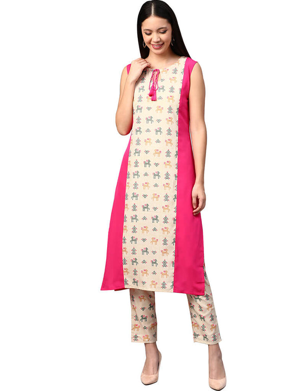 Pink Crepe Pant Kurti