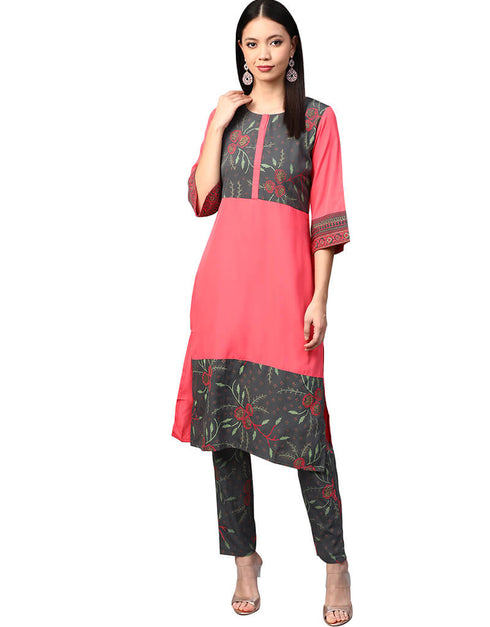 Pink Crepe Pant Kurti