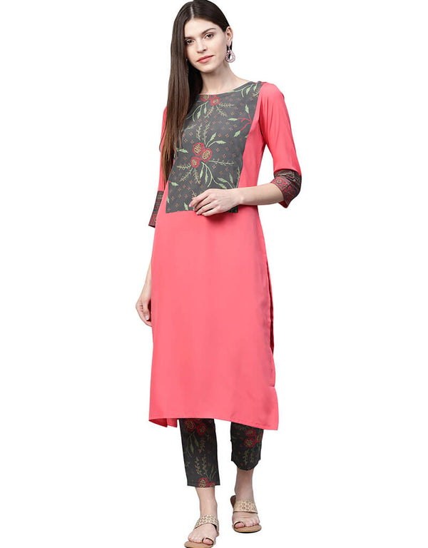 Pink Crepe Pant Kurti