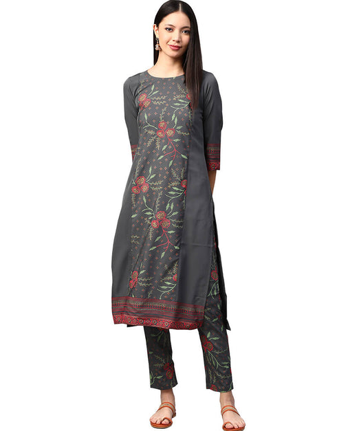 Grey Crepe Pant Kurti