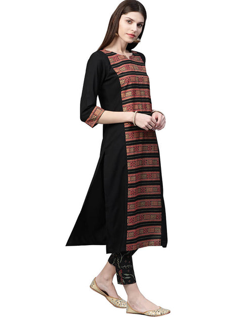 Black Crepe Pant Kurti Closure View