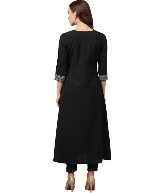 Black Crepe Pant Kurti Back View
