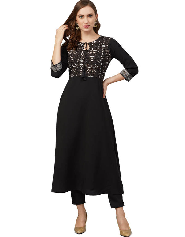 Black Crepe Pant Kurti