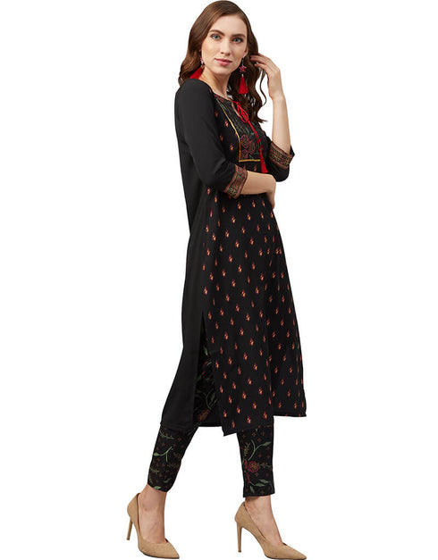 Black Crepe Pant Kurti Closure View