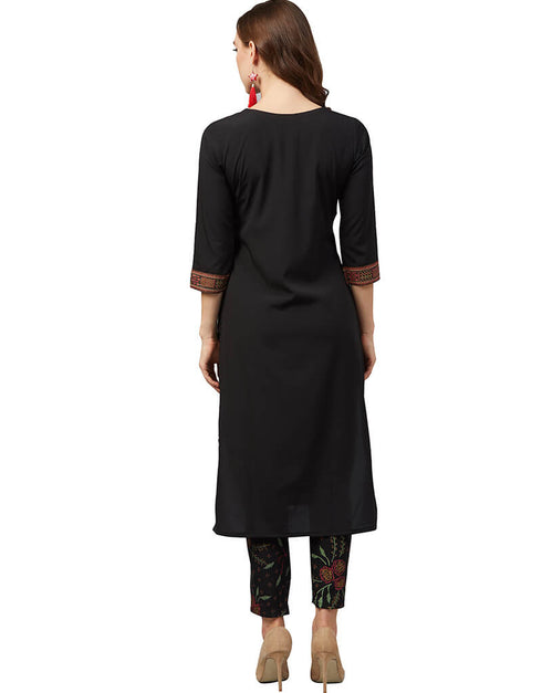 Black Crepe Pant Kurti Back View