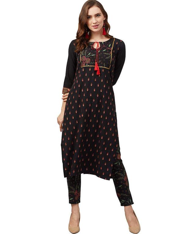 Black Crepe Pant Kurti