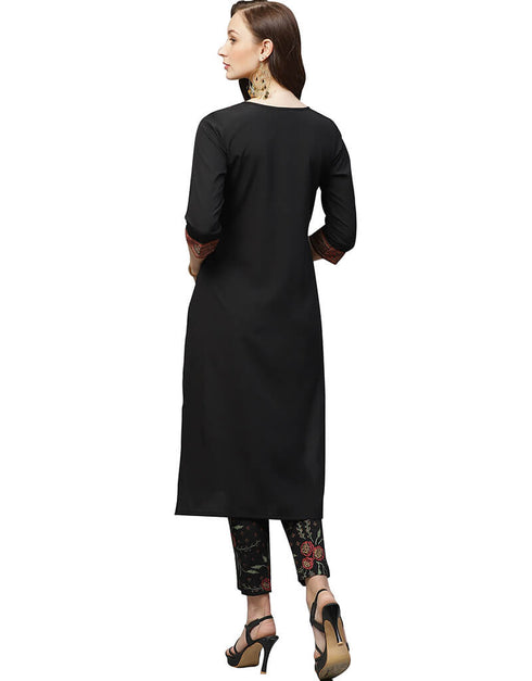 Black Crepe Pant Kurti Back View