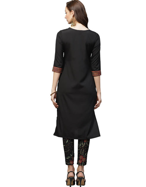 Black Crepe Pant Kurti Back View