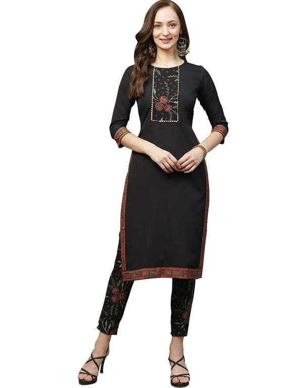 Black Crepe Pant Kurti