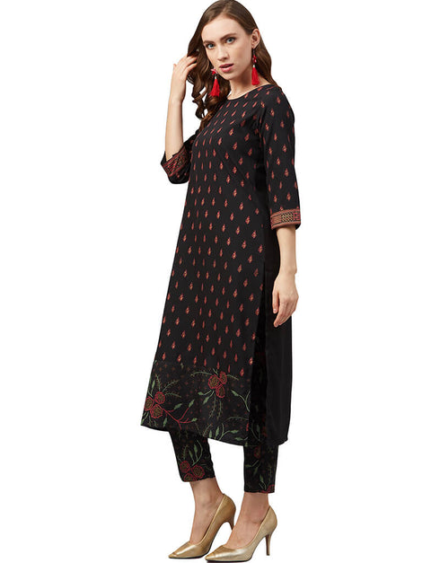 Black Crepe Pant Kurti Closure View